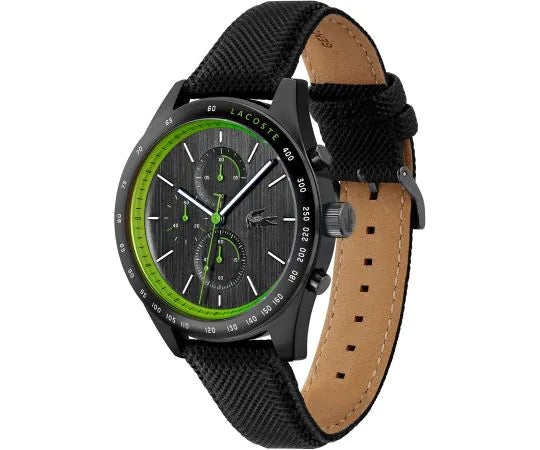 Lacoste Apext 2011296 Men’s Chronograph Watch – Black Stainless Steel & Leather 44mm Quartz