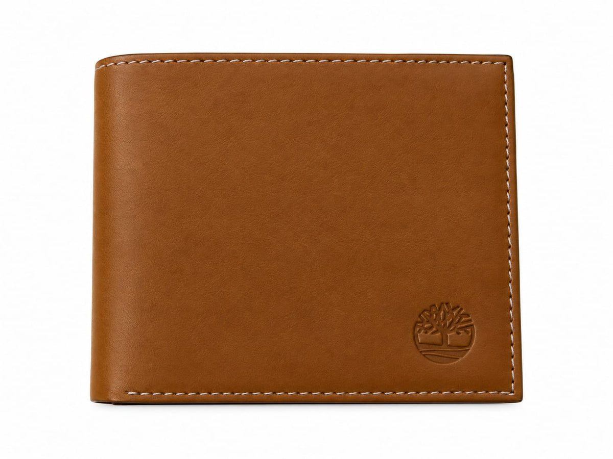 Timberland Men's Brown Leather Bifold Wallet with Card Slots and ID Window#5