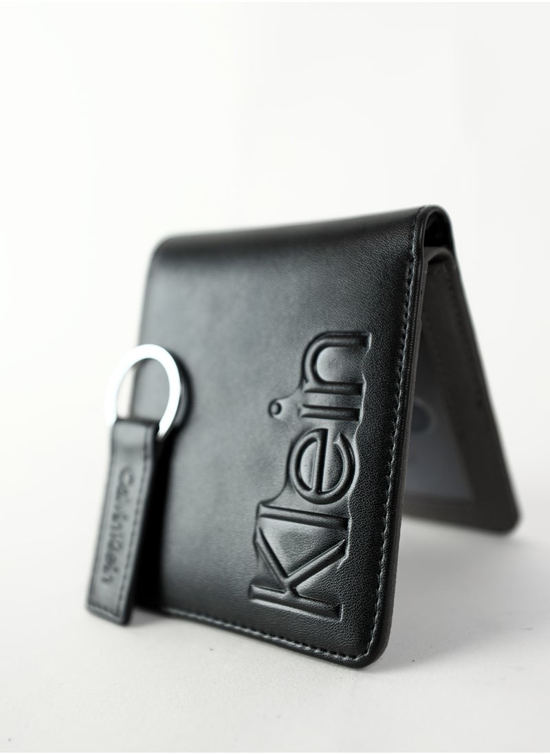 CK Black Leather Wallet-Keychain Set For Men #11