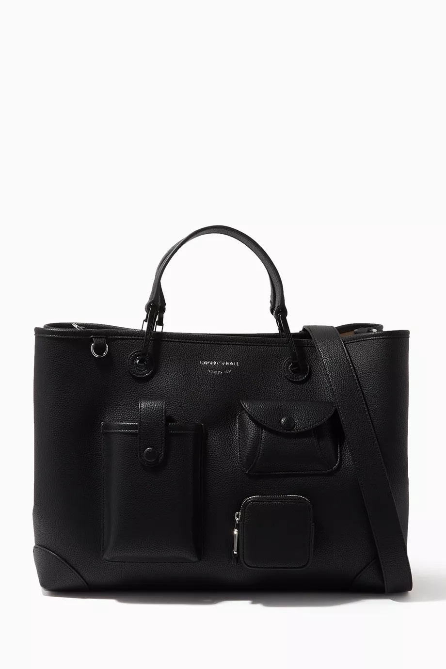 EA Black Leather Shoulder Bag 101#