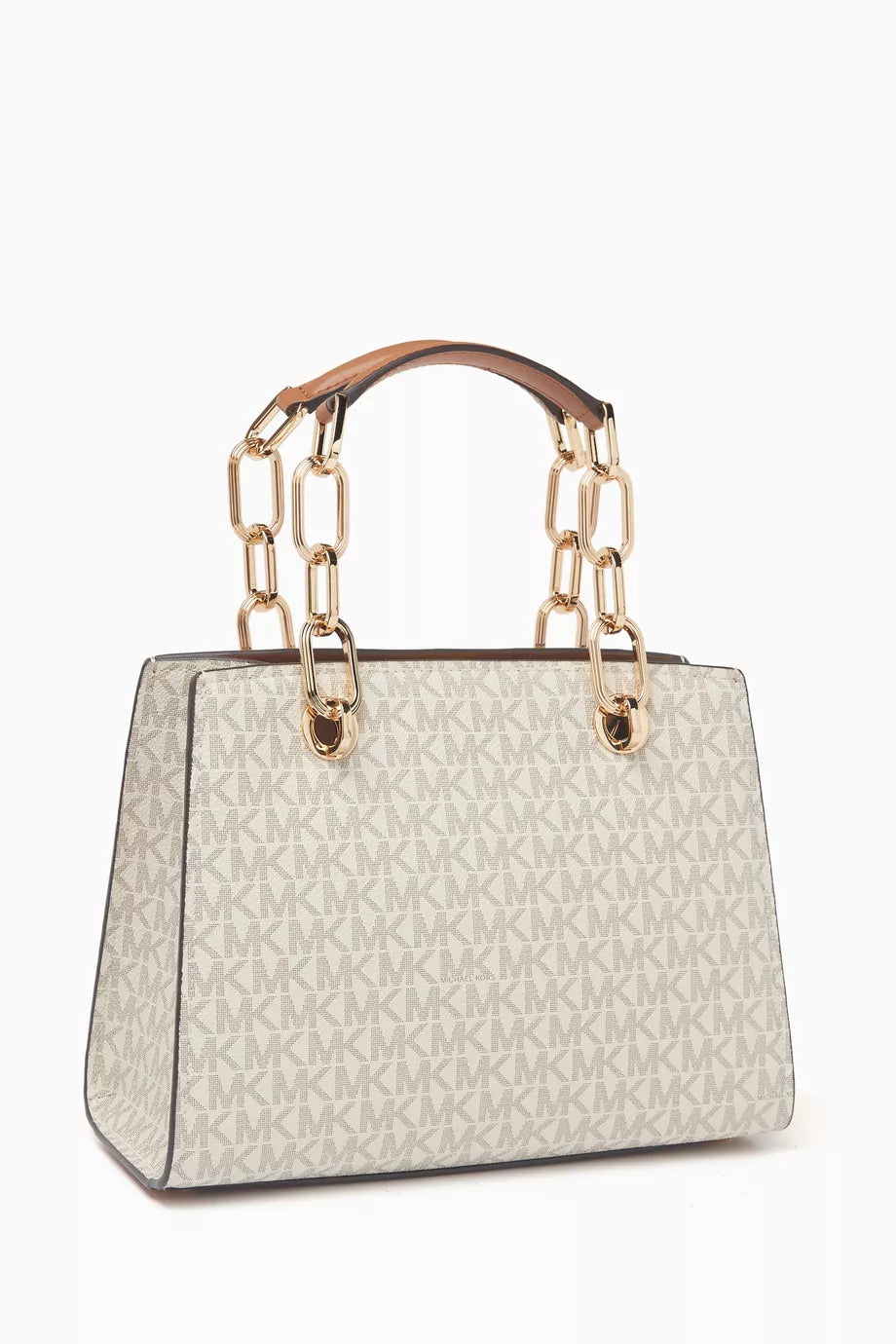Michael Kors Cynthia Small Satchel Bag - Vanilla Beige Logo Coated Canvas for Women#0029