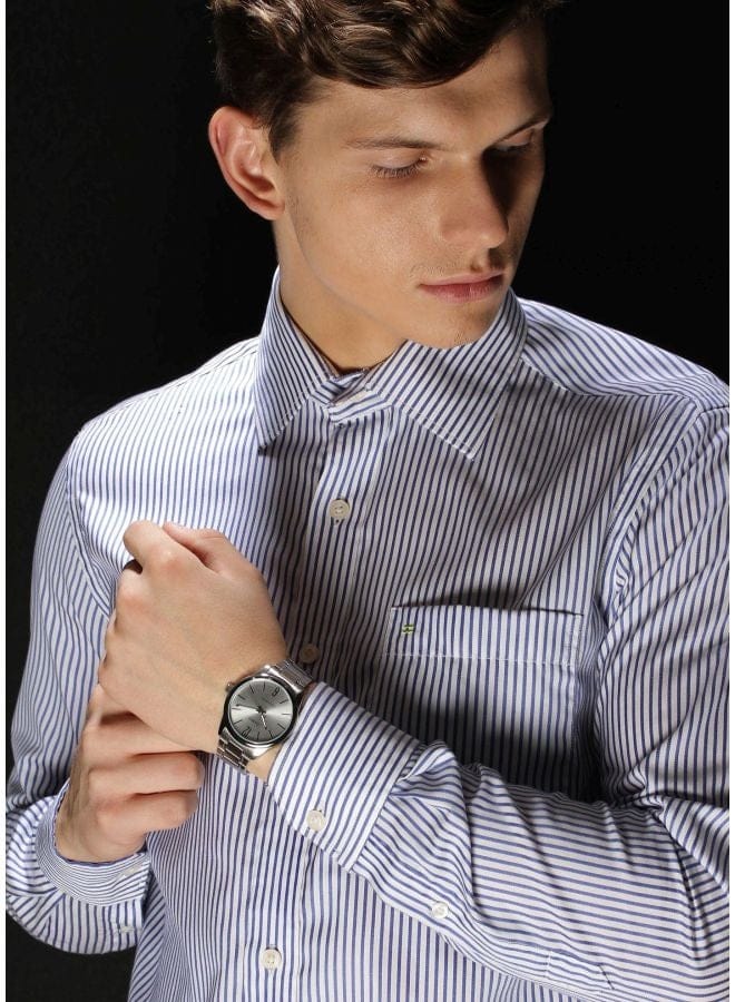 Casio Men's Dress Analog Watch MTP-V005D-7BUDF – Silver Stainless Steel, Water Resistant, 48 mm