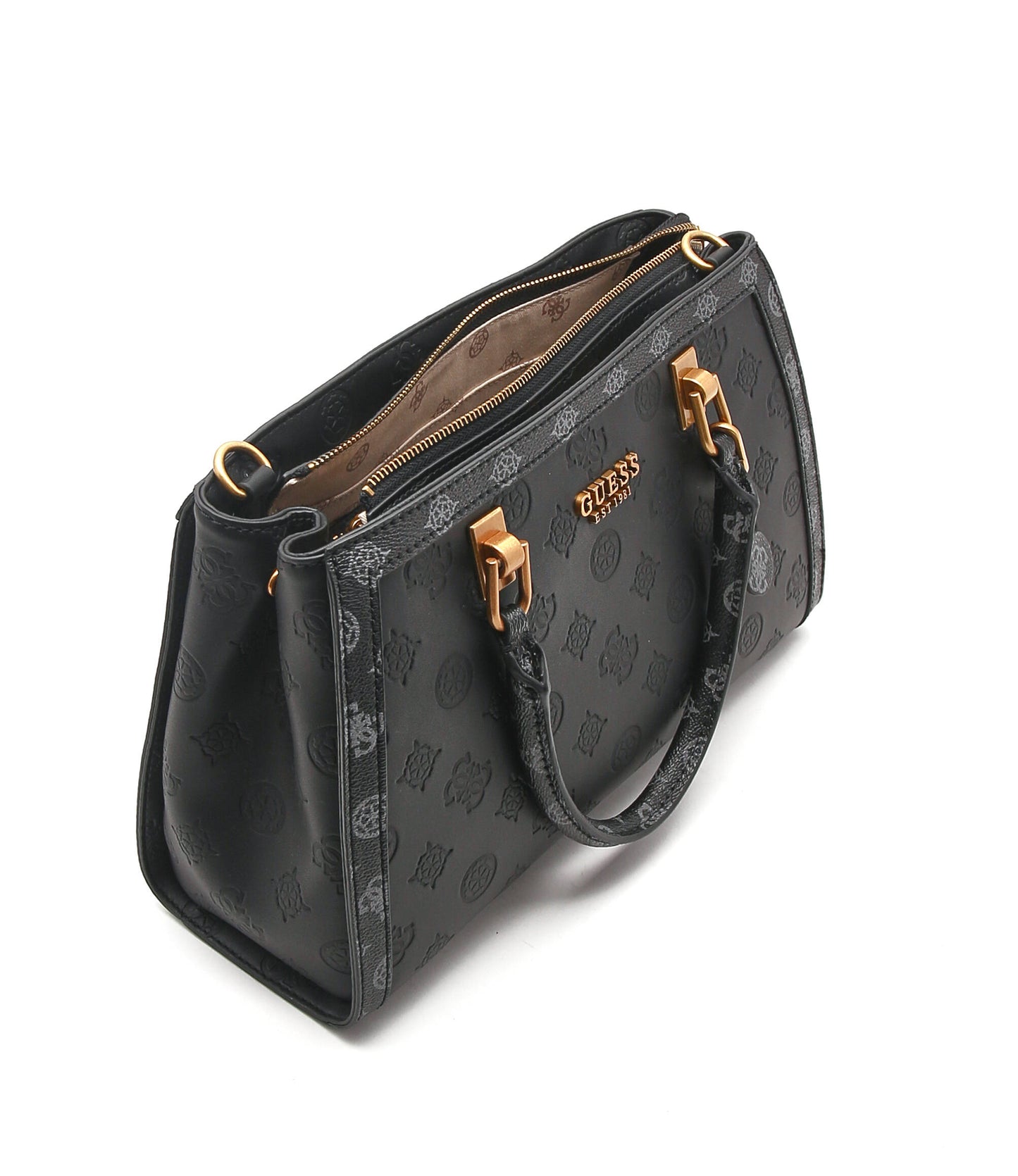 GUESS Black Embossed Handbag For Women 20#