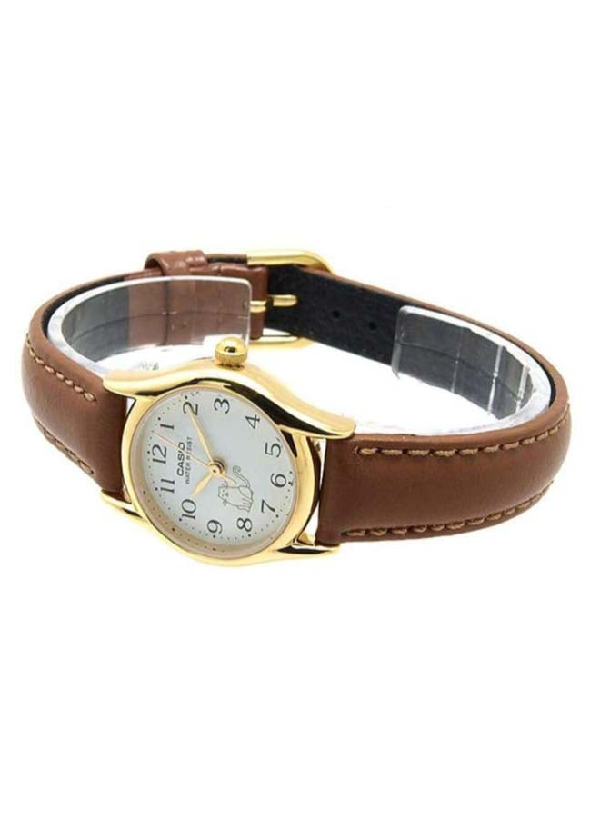 Casio Enticer Women's Analog Watch LTP-1094Q-7B8RDF – Brown Leather Strap with White Dial – 22 mm