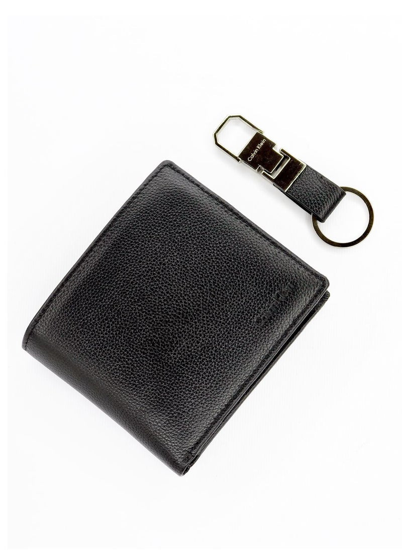 CK Black Leather Wallet-Keychain Set For Men #19