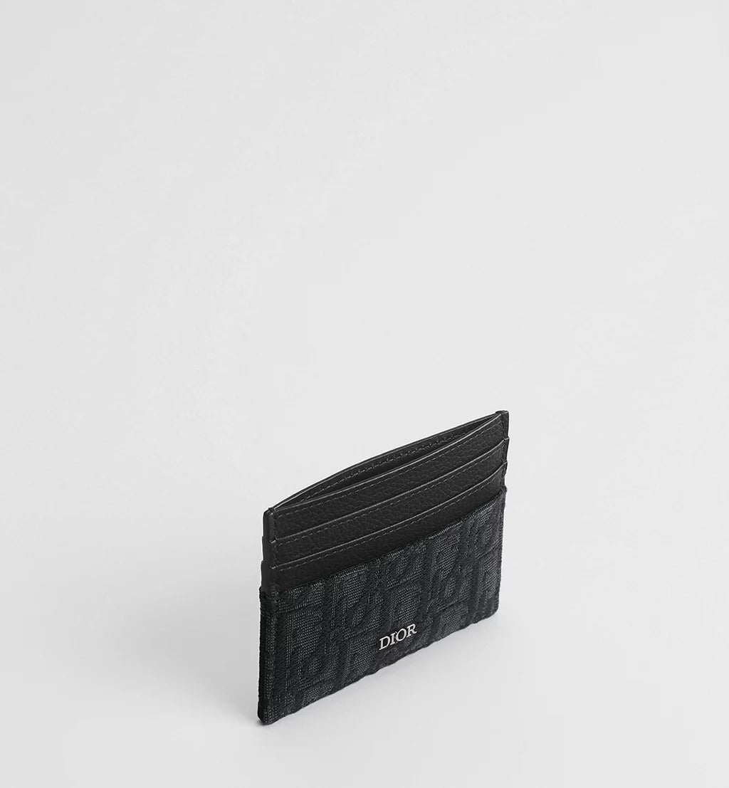 Dior Oblique Jacquard & Black Grained Calfskin Card Holder#20