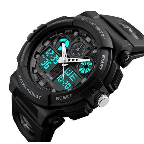 SKMEI 1270 Quartz Waterproof Watch – Black Analog-Digital Sports Wristwatch (50M)