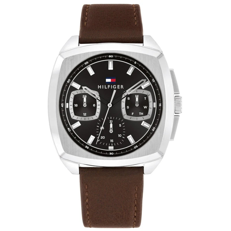 Tommy Hilfiger Apollo Men's Black Dial Brown Leather Watch 1710555