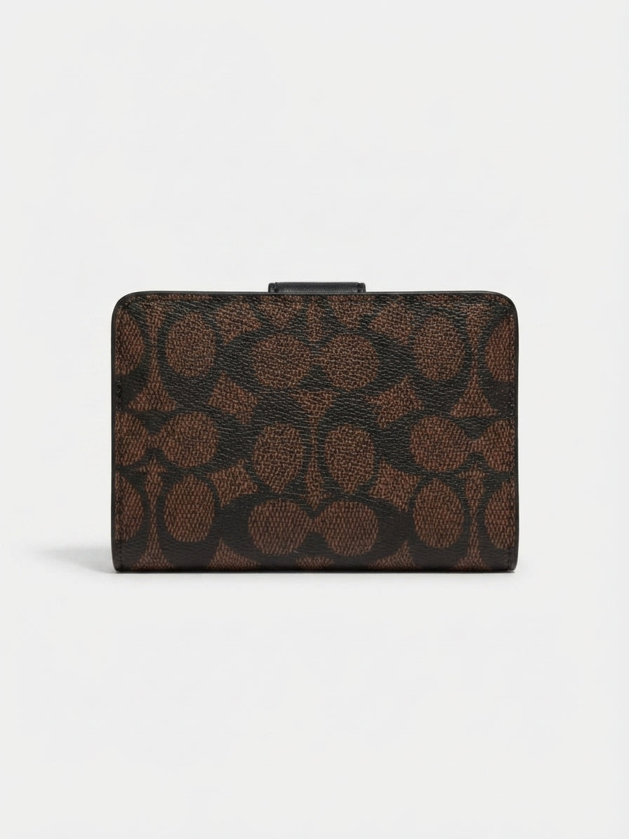 Coach Signature Medium Corner Zip Wallet - Brown/Black