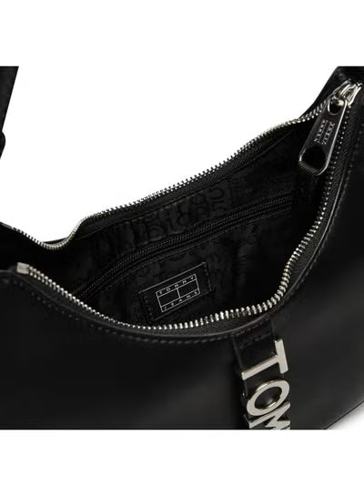 Tommy Hilfiger Black Women Shoulder Bag AW0AW16510 BDS Leather – Elegant Everyday Handbag#74