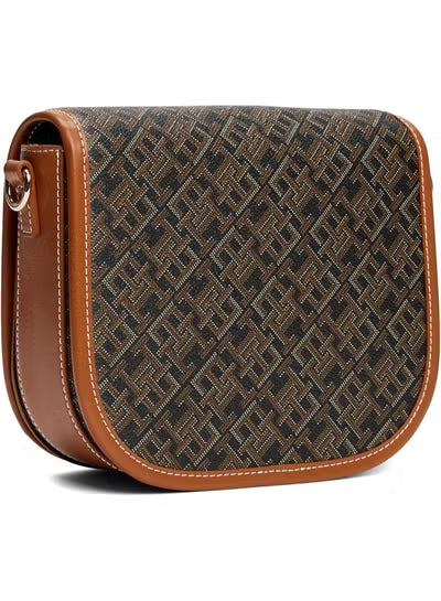 Tommy Hilfiger Monogram Leather Saddle Crossbody Bag – Elegant Lightweight Women’s Everyday Purse with Adjustable Strap#62