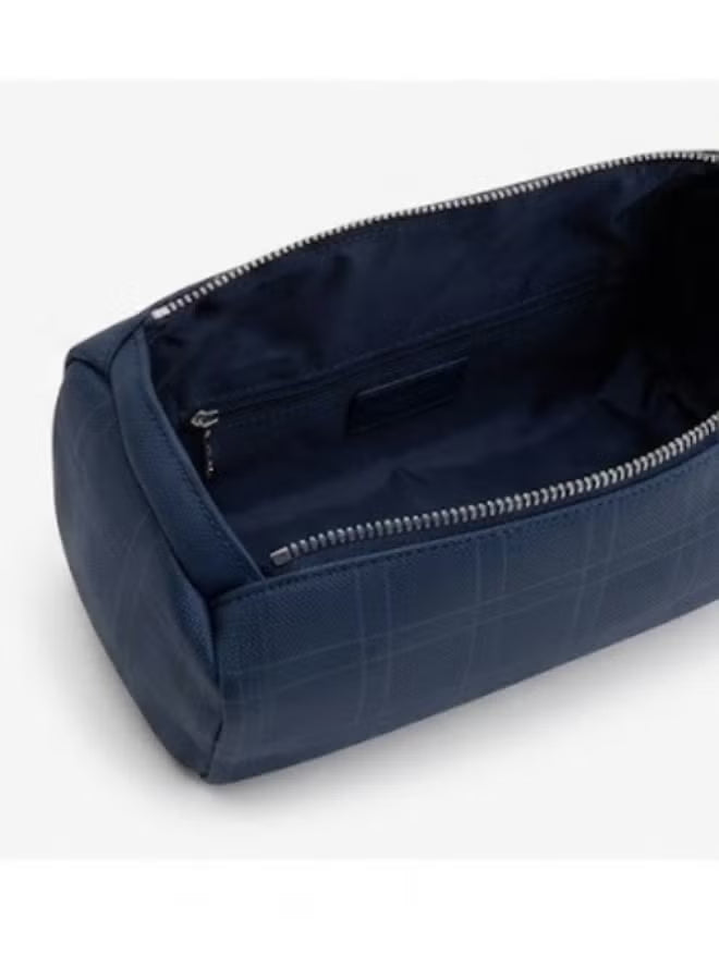 Lacoste Men's Matte Check Coated Canvas Toiletry Bag – Navy