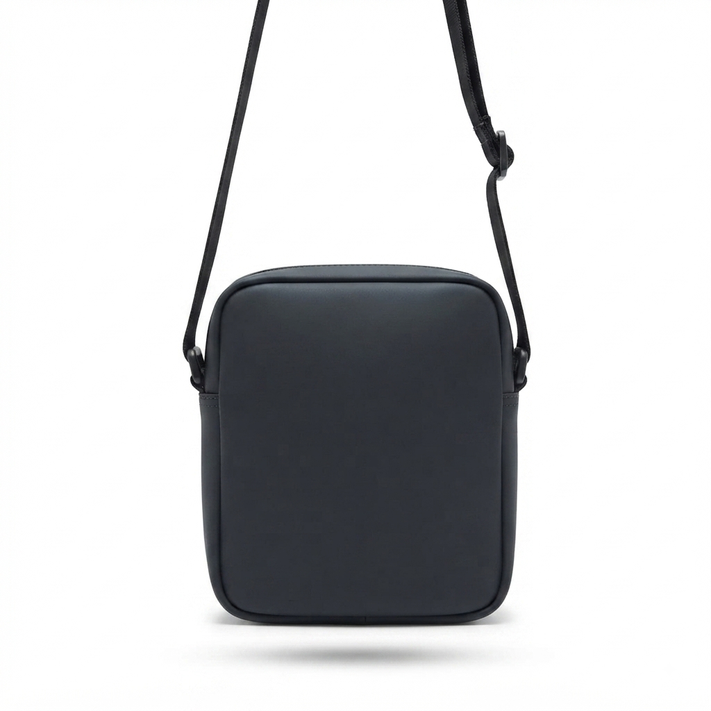 Tommy Jeans Men's Black Crossover Bag with Front Zip and Logo Patch #0080