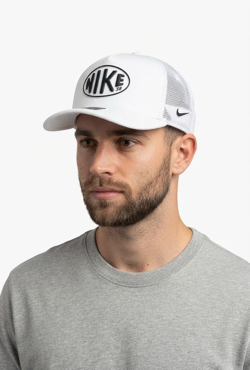 Nike SB White Trucker Mesh Cap with Bold Oval Logo#3
