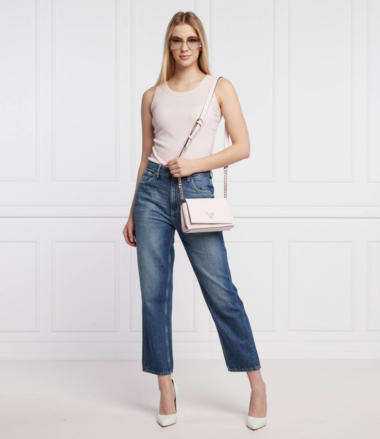 Guess Downtown Chic Mini Xbody Flap Bag – Off-White Faux Leather Crossbody