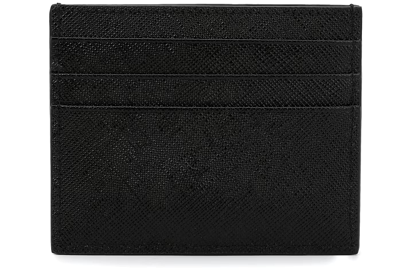 Prada Logo Plaque Black Leather Cardholder#24