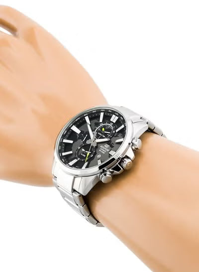 Casio Edifice EFR-303D-1AV Men's Chronograph Watch – Black Dial Analog Watch with Silver Stainless Steel Strap, Quartz Movement
