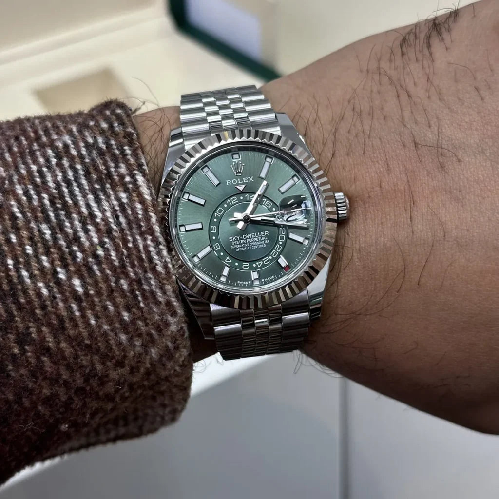 Rolex Sky-Dweller 336934 Men's Green Dial Stainless Steel Watch-RX-SKYDW-03