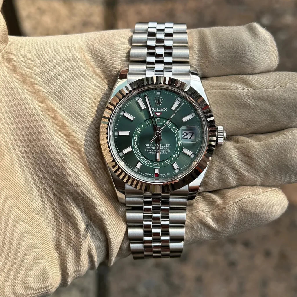 Rolex Sky-Dweller 336934 Men's Green Dial Stainless Steel Watch-RX-SKYDW-03