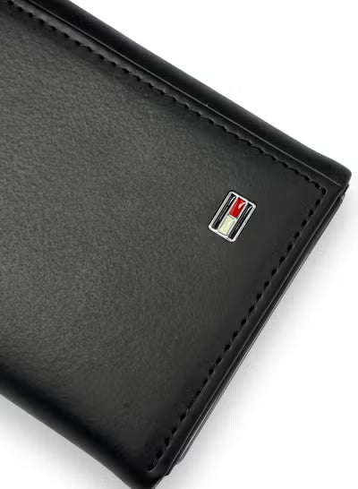 Tommy Hilfiger Men's Black Leather Trifold Wallet – Premium Classic Everyday Wallet#083