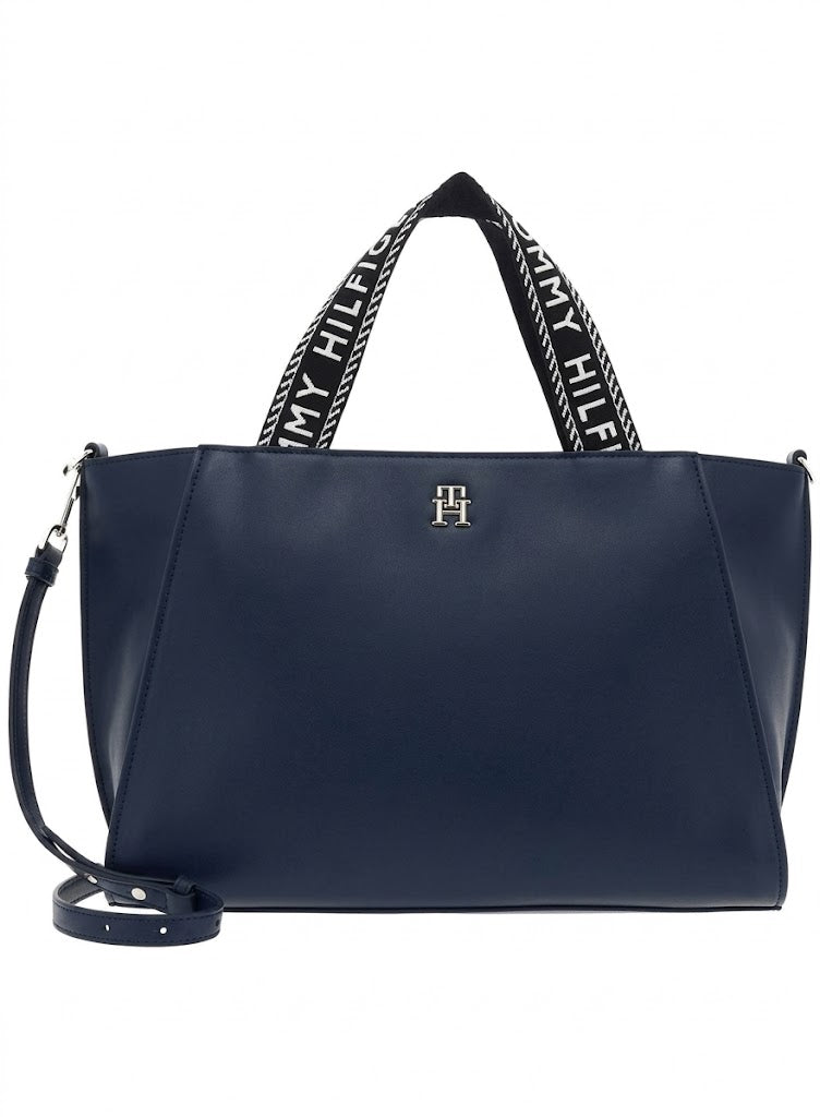 Tommy Hilfiger Life Tote Bag – Navy Blue PVC Tote with Crossbody Strap by Tommy Hilfiger#82