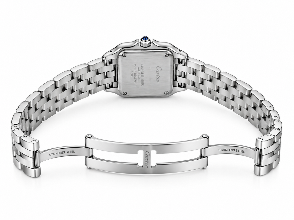 Cartier Panthère-Inspired Women's Silver-Tone Square Watch with Green Dial (Small Case)