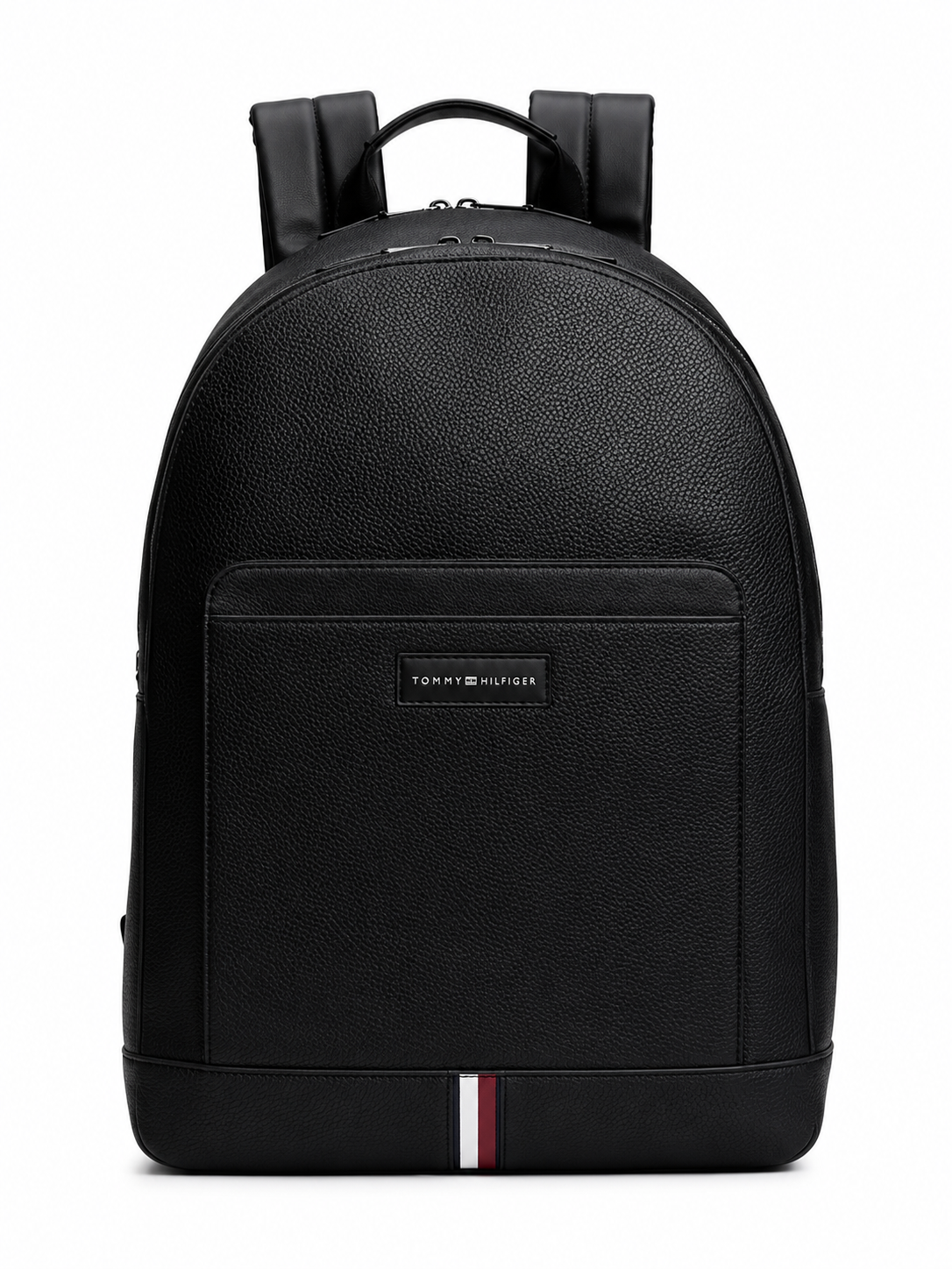 Tommy Hilfiger Black Leather Backpack – Classic Pebble Grain Everyday & Business Backpack#53-100
