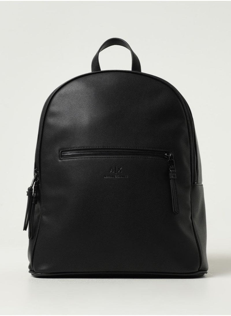 AX Black Leather Backpack For Men #1