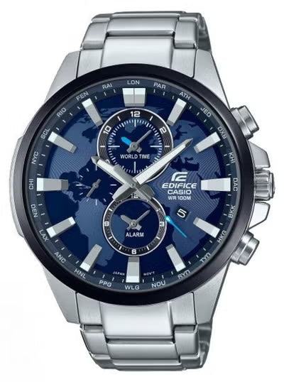 Casio Edifice EFR-303DB-2AVUPR Men's Watch – Blue Dial Stainless Steel Analog Watch for Men, Japan Quartz Movement, Stopwatch Function
