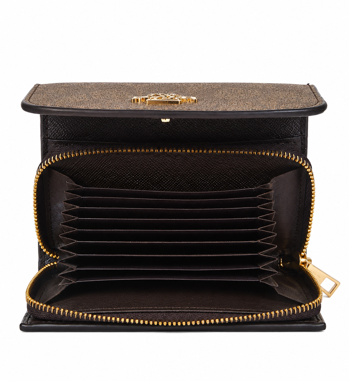 COACH Signature Women's Wallet – Brown | Zip Closure & Snap Button#01
