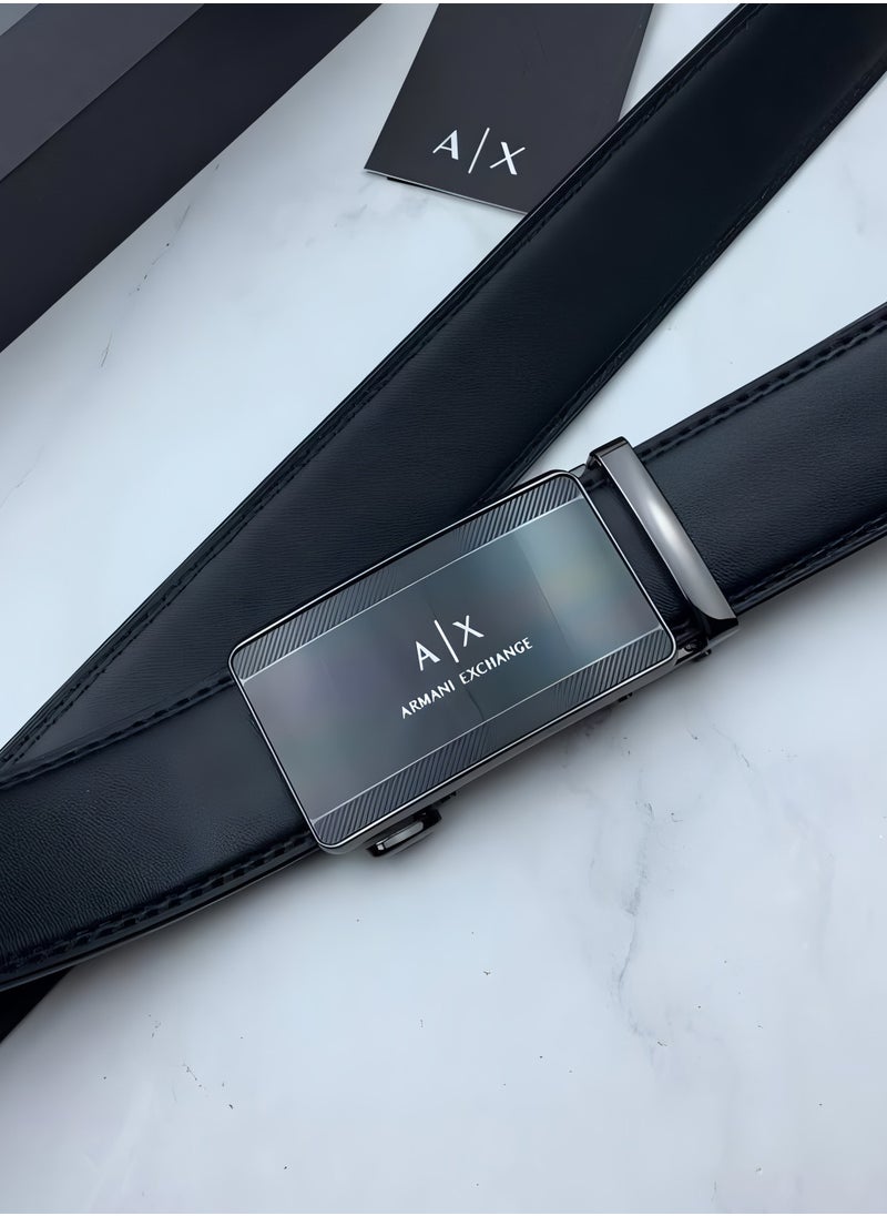 AX Black Leather Belt For Men