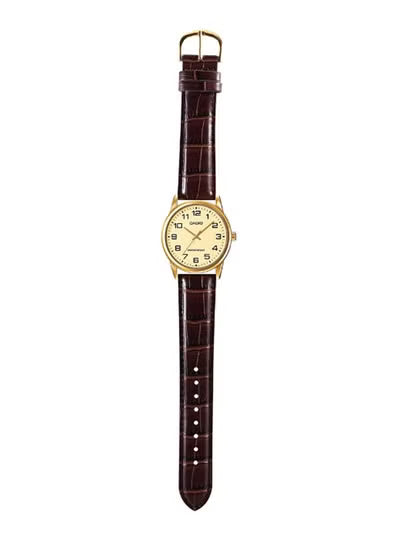 Leather Analog Watch MTP-V001GL-9BUDF - 38 mm - Brown
