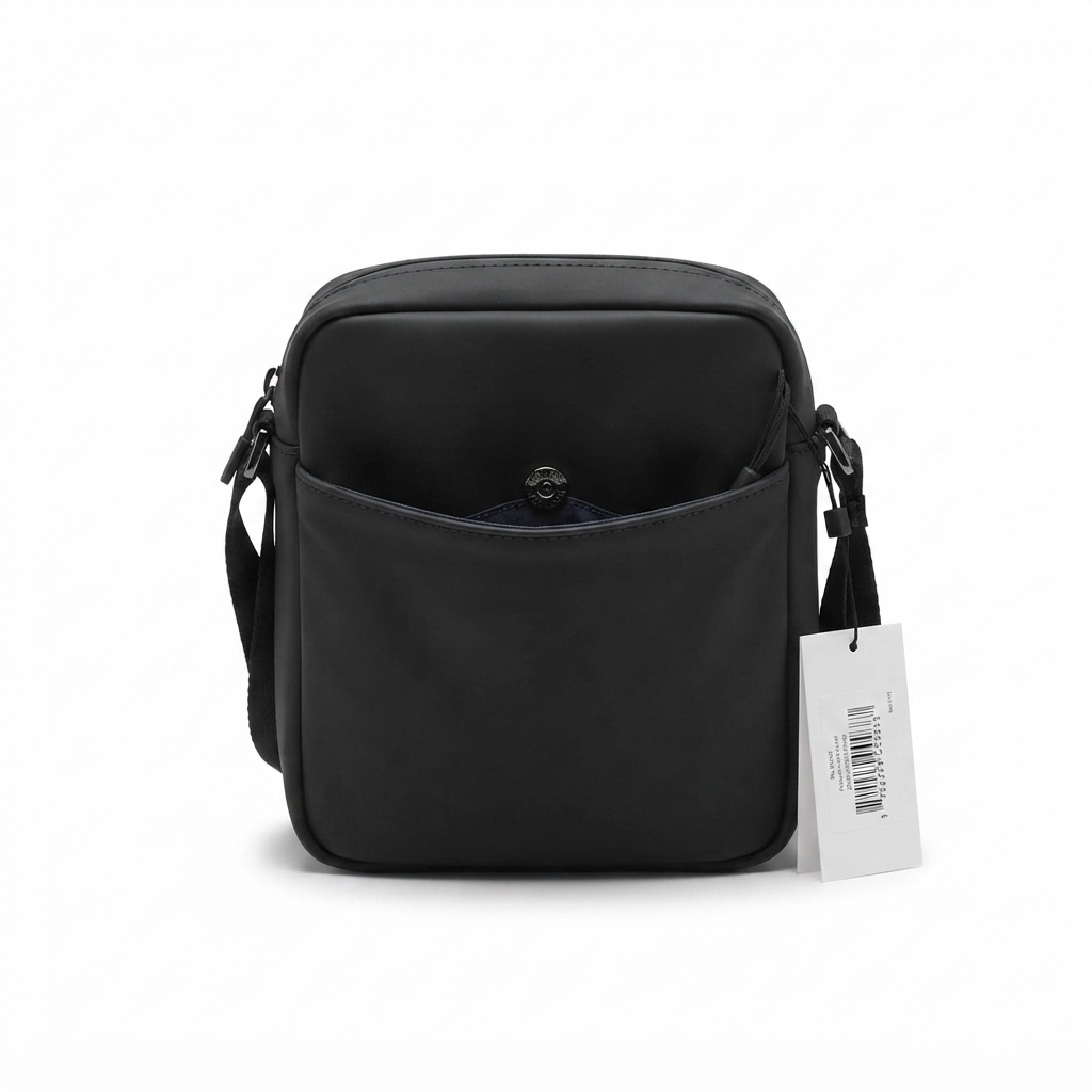 Tommy Hilfiger Men's Black Crossbody Bag with Magnetic Back Pocket