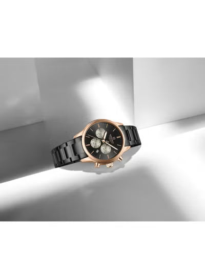 Naviforce Men’s Watch NF8076-RG-B-B – Black Dial, Black Stainless Steel Strap, Quartz Chronograph, 42mm