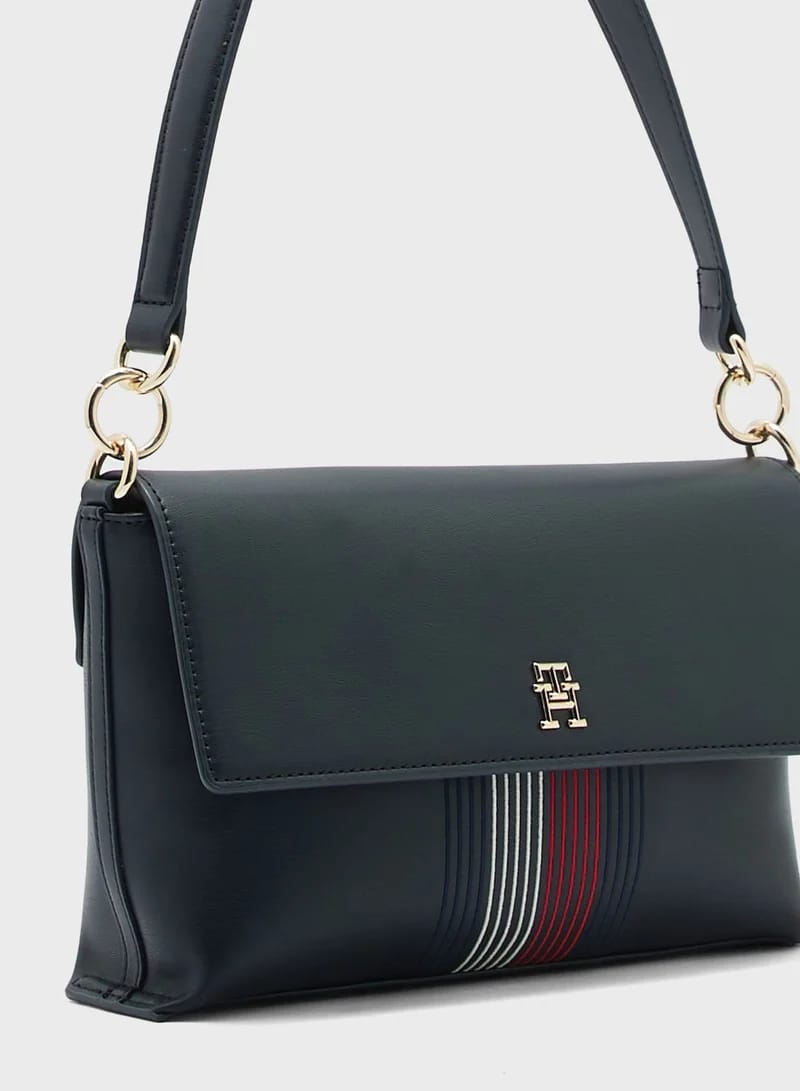 Tommy Hilfiger Women's Flap Handbag with Top Handle & Adjustable Crossbody Strap – Navy#84