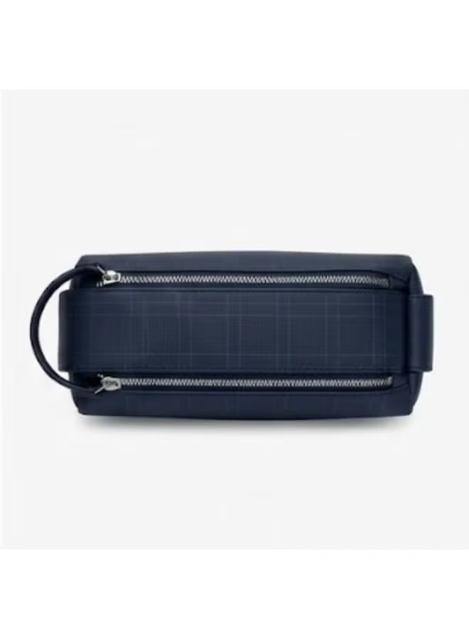 Lacoste Men's Matte Check Coated Canvas Toiletry Bag – Navy