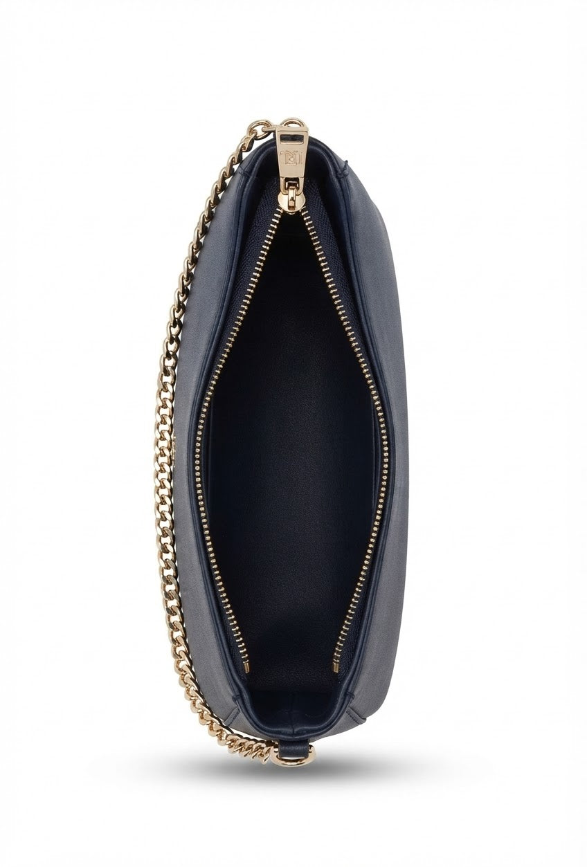 Chic Hobo Shoulder Bag with Monogram Metal Hardware and Gold Chain Strap#0097