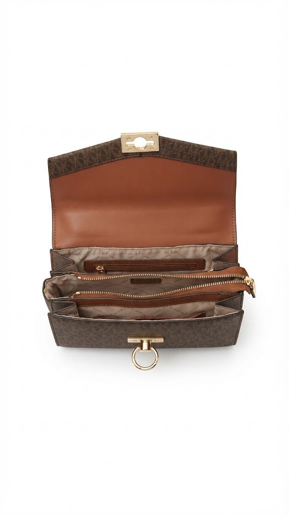 Michael Kors Hendrix Logo Crossbody Bag, Brown#0071