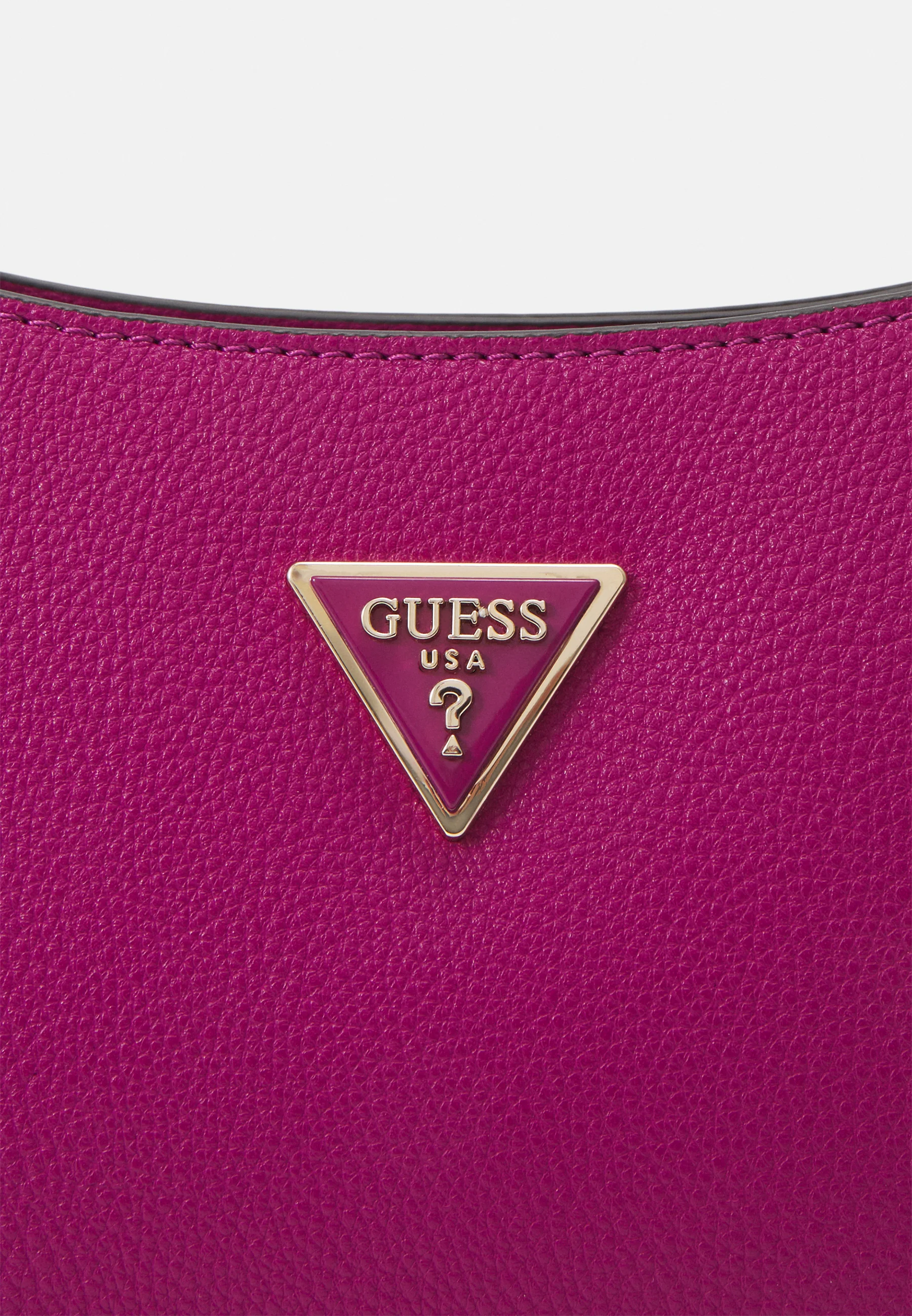 GUESS Meridian Mini Top Zip Handbag – Boysenberry Quilted Faux Leather #63