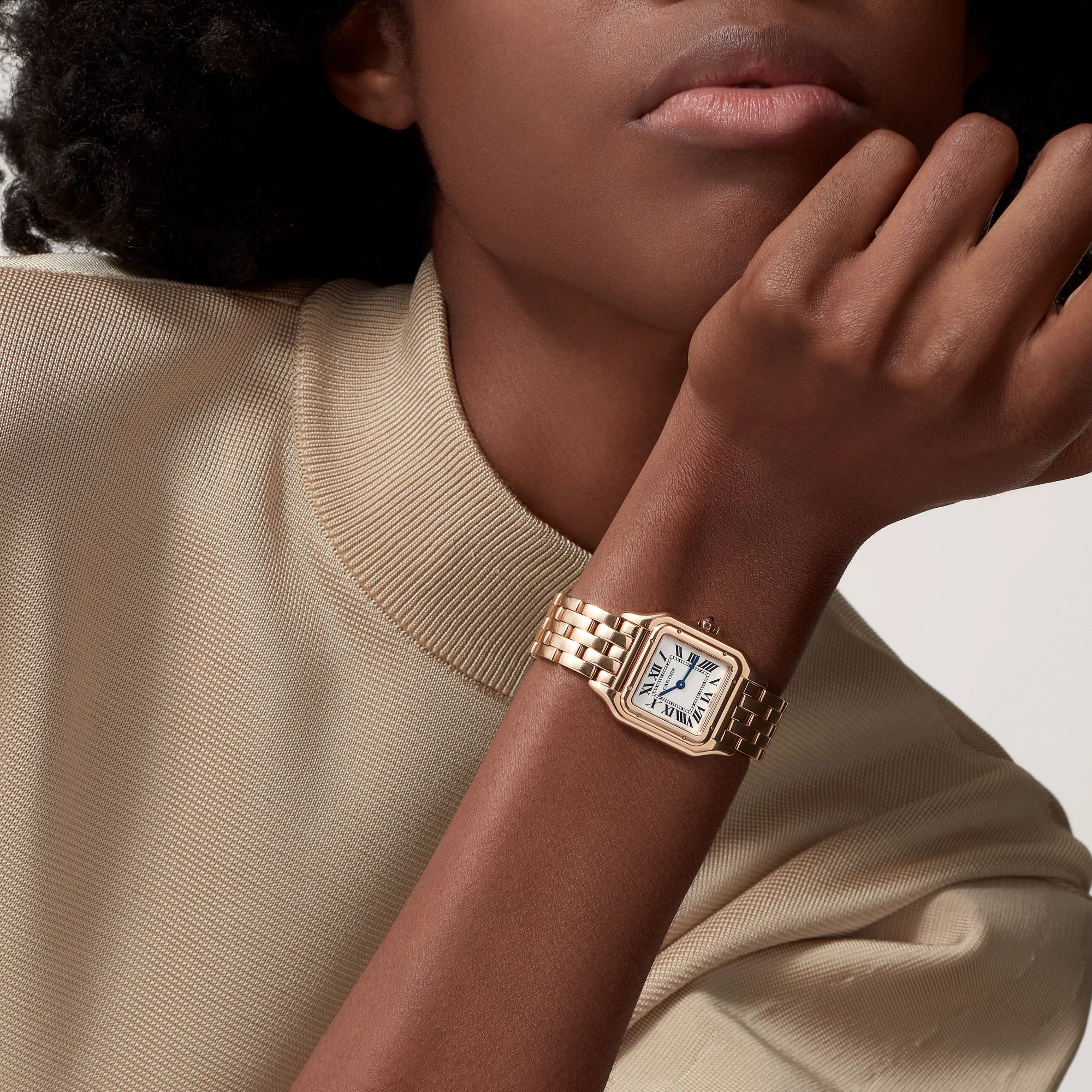 Panthère de Cartier watch White Dial Rose Gold Strap medium model