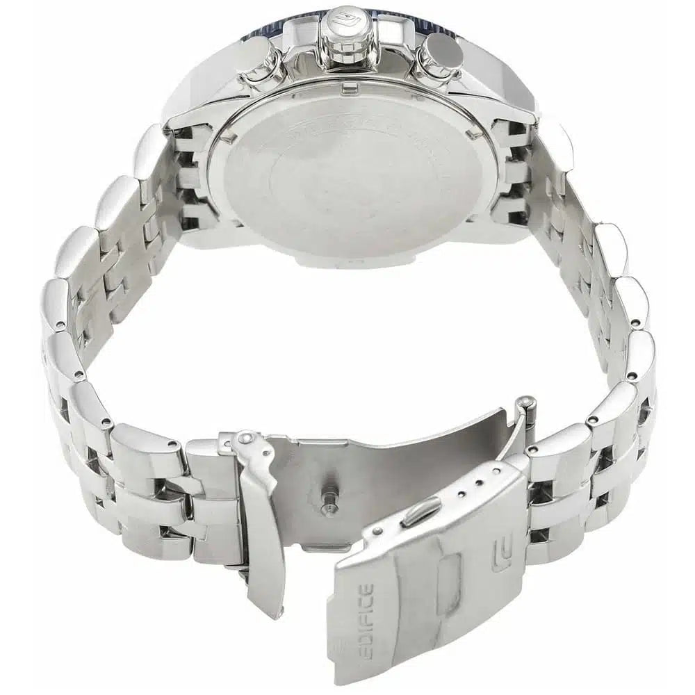 Casio Edifice EF-558D-2AV Chronograph Watch for Men – Blue Dial, Silver Stainless Steel Strap