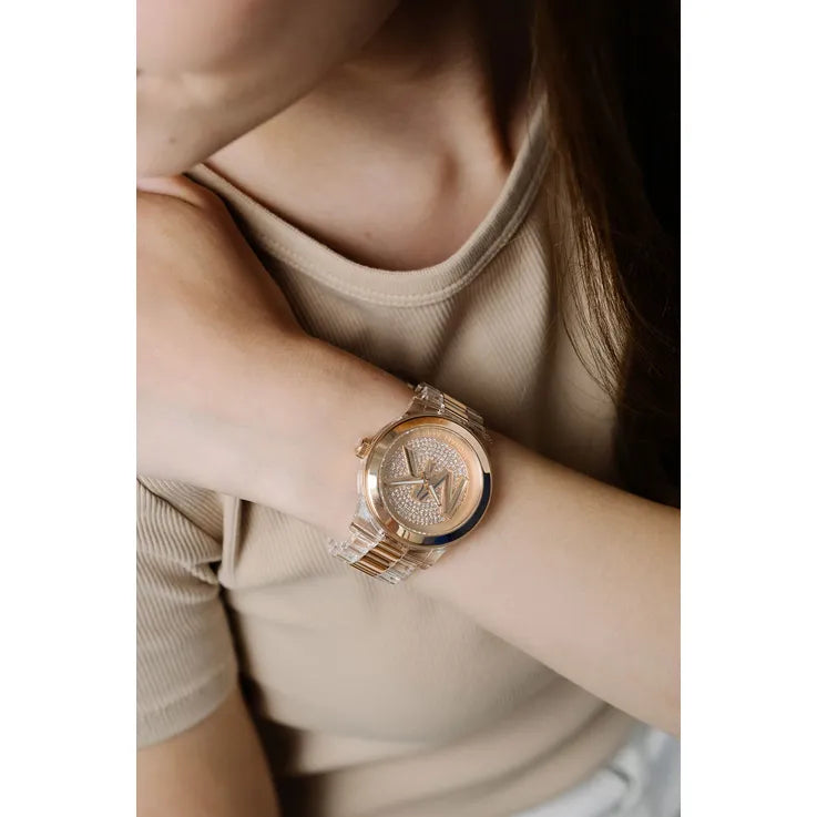 Michael Kors Runway MK7355 Women’s Watch – Rose Gold Case & Multicolor Strap | 38mm Quartz Fashion Timepiece