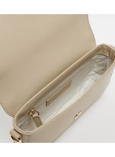Tommy Hilfiger Women's Beige Crossbody & Shoulder Bag with Gold TH Logo – Adjustable Strap#004