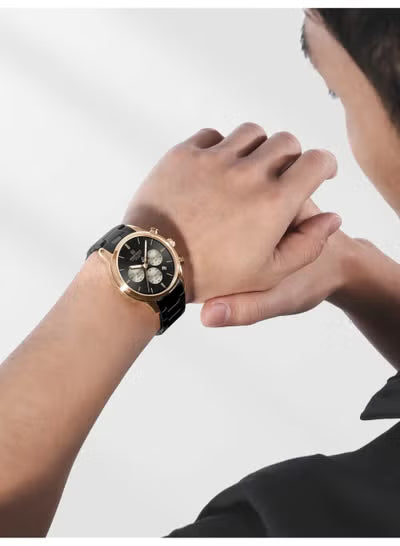Naviforce Men’s Watch NF8076-RG-B-B – Black Dial, Black Stainless Steel Strap, Quartz Chronograph, 42mm