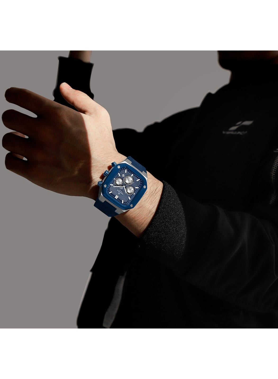 NAVIFORCE NF8037 Men's Chronograph Watch with Blue Silicone Strap, 30M Water Resistant