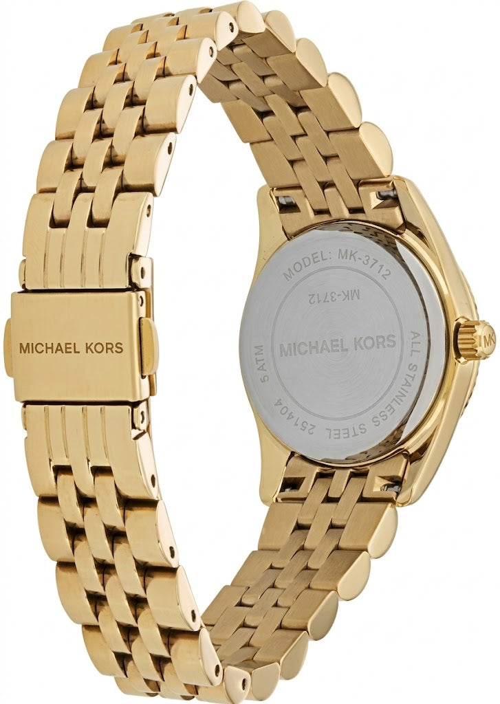 Michael Kors MK3284 Women’s Watch – Red Dial, Gold Stainless Steel Bracelet, Fluted Bezel, Quartz Movement