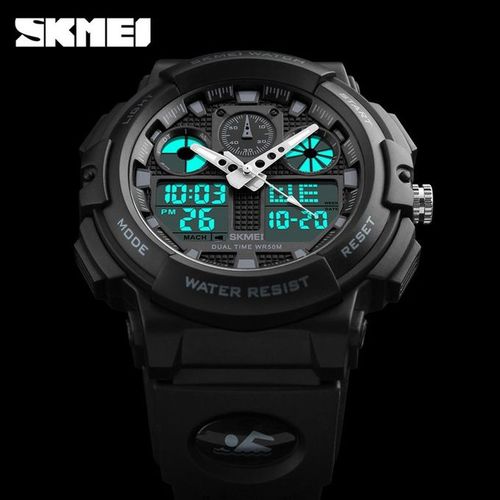 SKMEI 1270 Quartz Waterproof Watch – Black Analog-Digital Sports Wristwatch (50M)