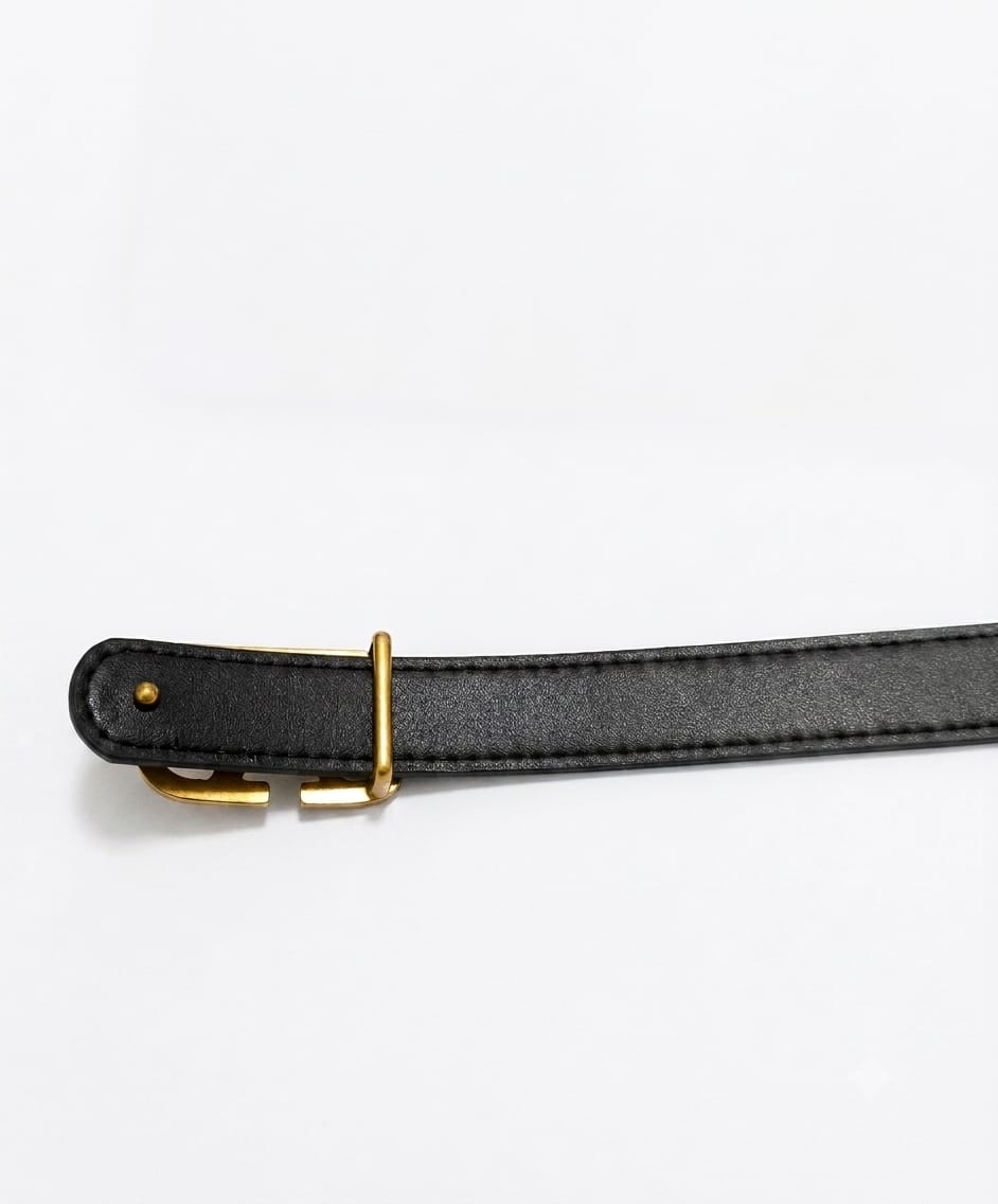 VALENTINO Women's Reversible Premium Leather Belt with Gold VLogo Buckle – Brown / Black#01