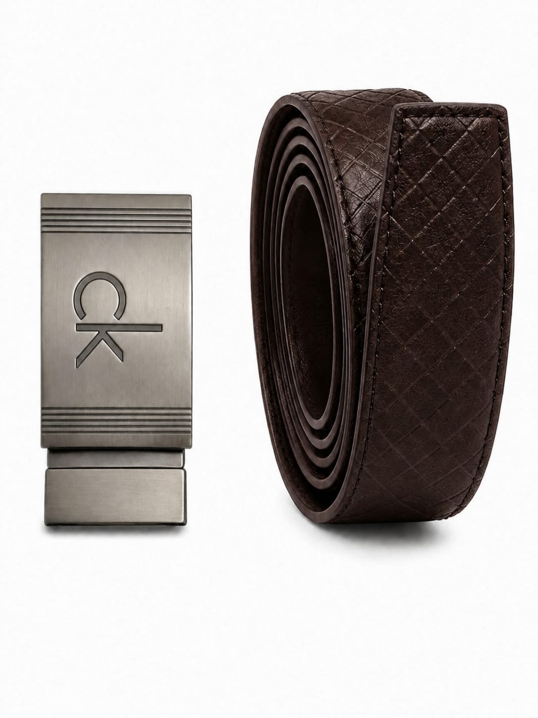 Calvin Klein Men’s 3-Piece Leather Belt Set: Interchangeable Buckle with Black & Brown Straps #S-15