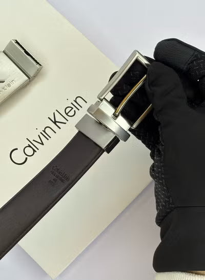 Calvin Klein Men's Belt Set – Premium Leather Belt with Two Interchangeable Buckles#S-017